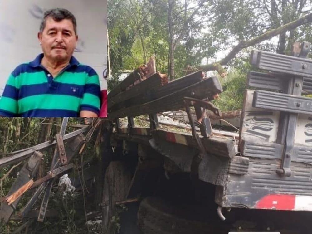 Motorista morre após caminhão sair da pista na BR-153, em Irati