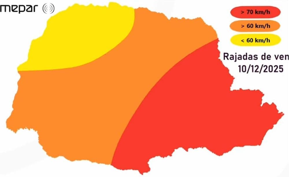 Paraná: ciclone extratropical traz fortes a intensas rajadas de vento ao longo desta quarta-feira